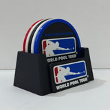 World Pool Tour 5 Coaster Set w/Upright Branded Holder